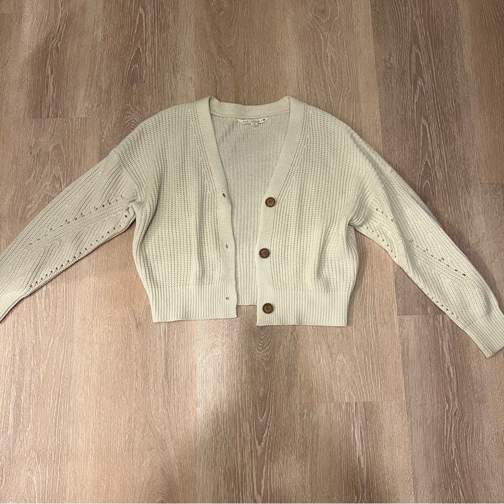 white cardigan